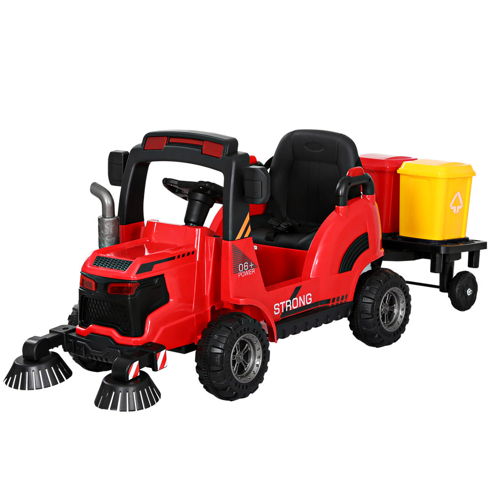 Rigo Kids Electric Ride On Street Sweeper Truck - Red