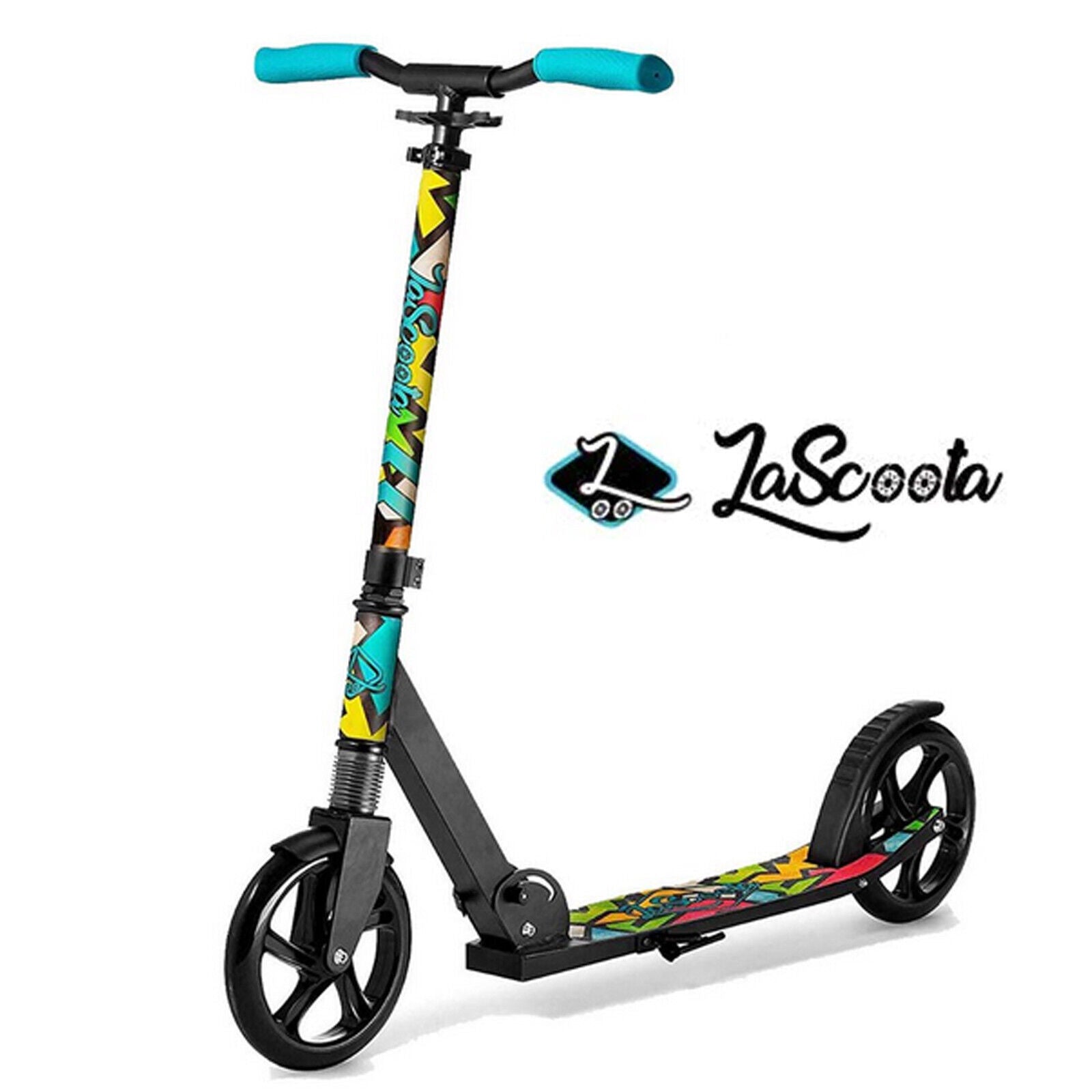 Lascoota Pulse Kick Push Commuter Scooter - Black Graphic (Teen/Adult)