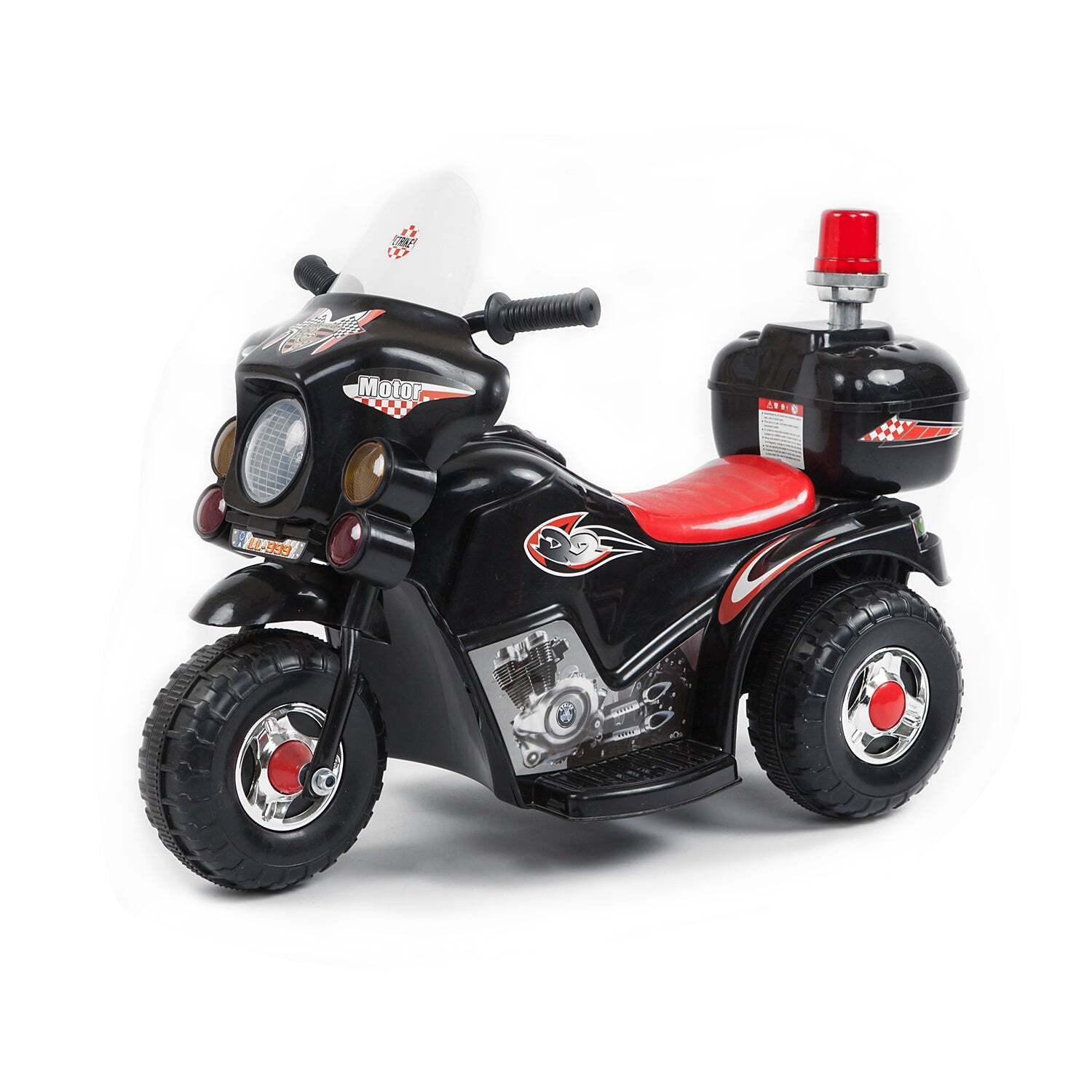 Kids Electric Ride On Police Motorcycle - Black