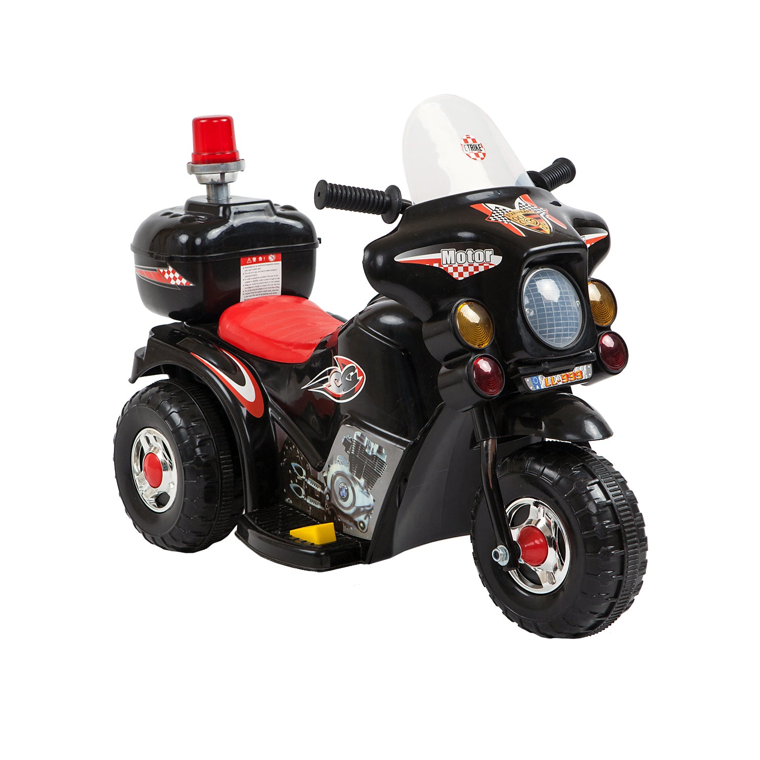 Kids Electric Ride On Police Motorcycle - Black