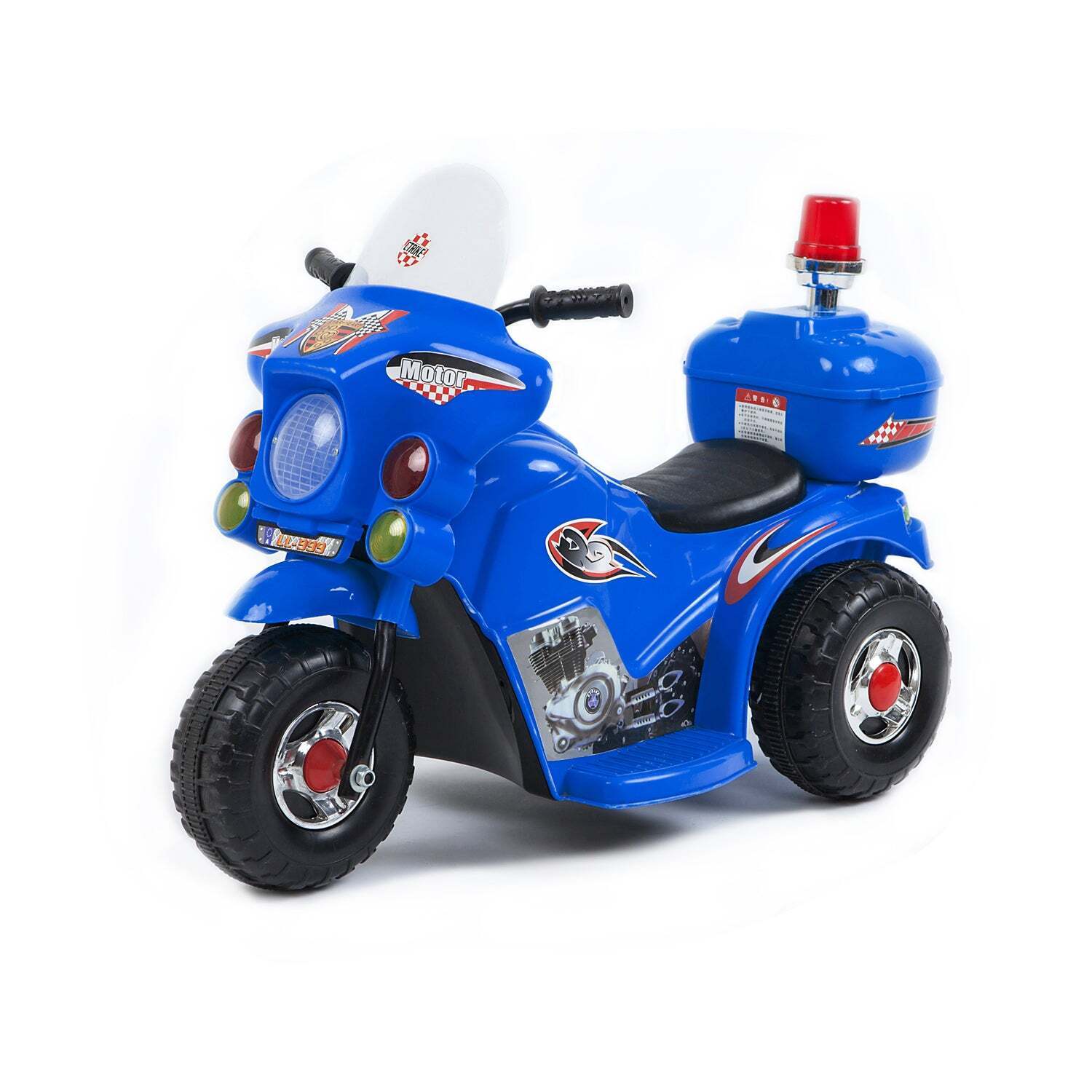 Kids Electric Ride On Police Motorcycle - Blue