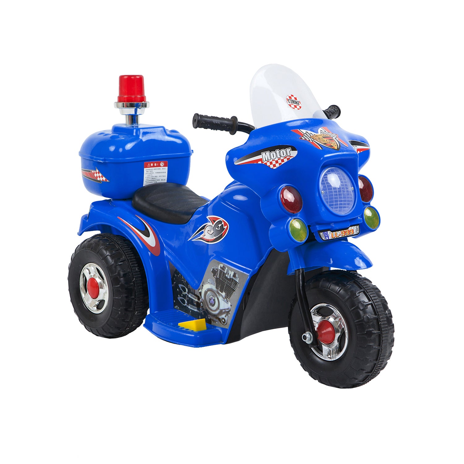 Kids Electric Ride On Police Motorcycle - Blue