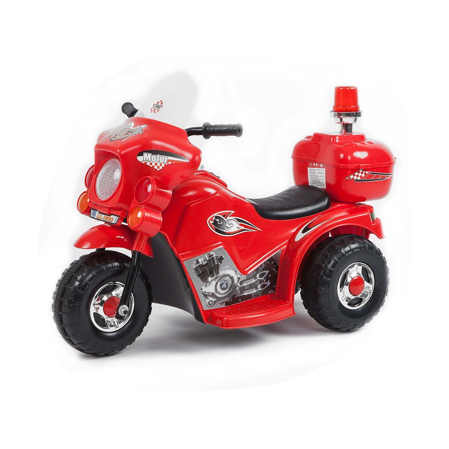 Kids Electric Ride On Police Motorcycle - Red