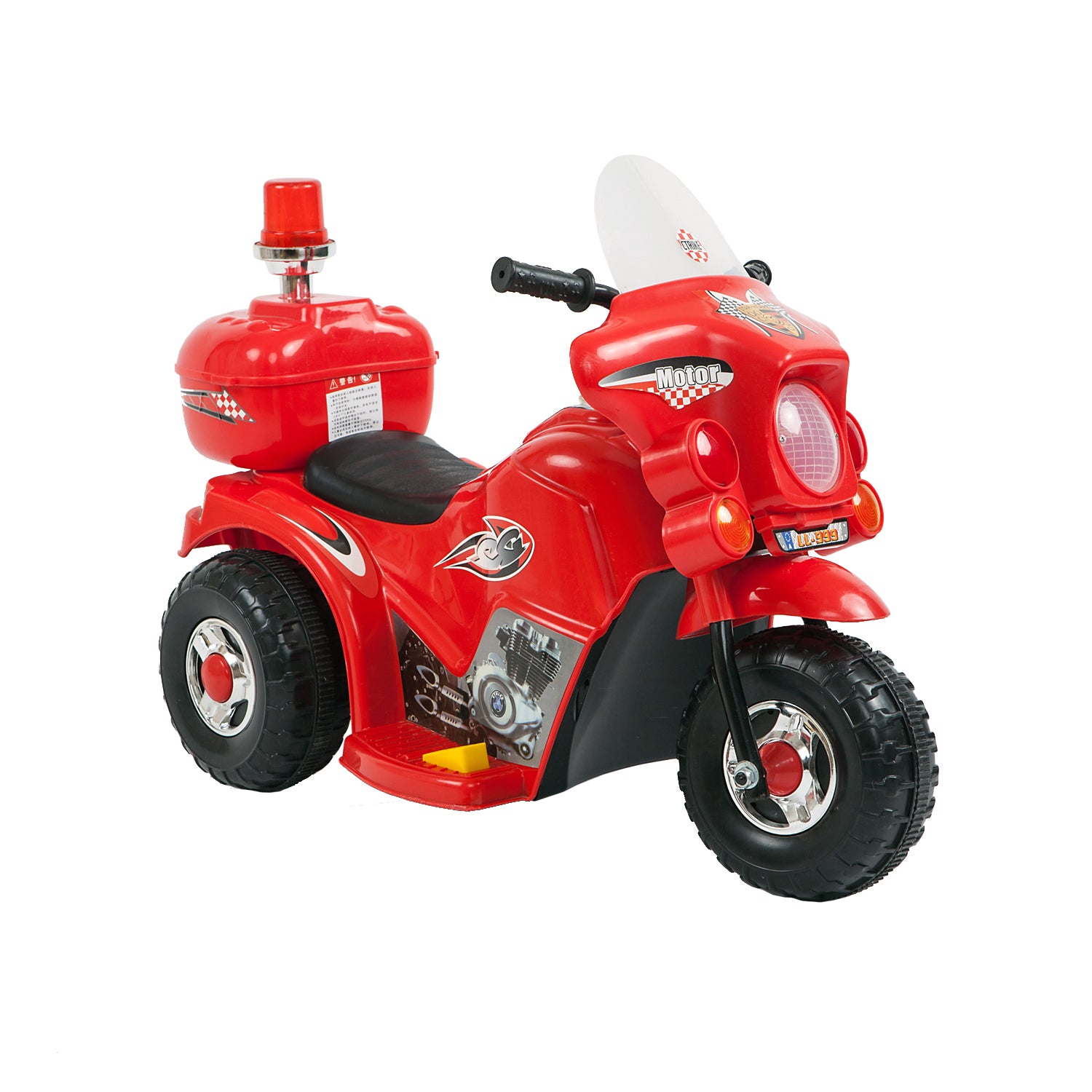 Kids Electric Ride On Police Motorcycle - Red