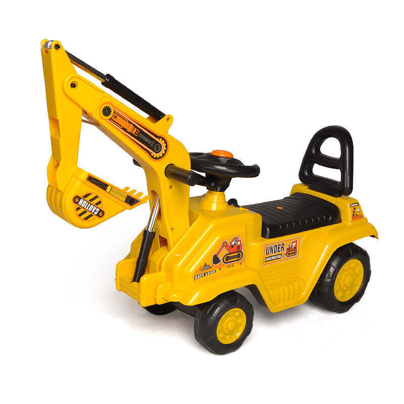 Ride-On Children's Excavator with Manual Scooping Action - Yellow