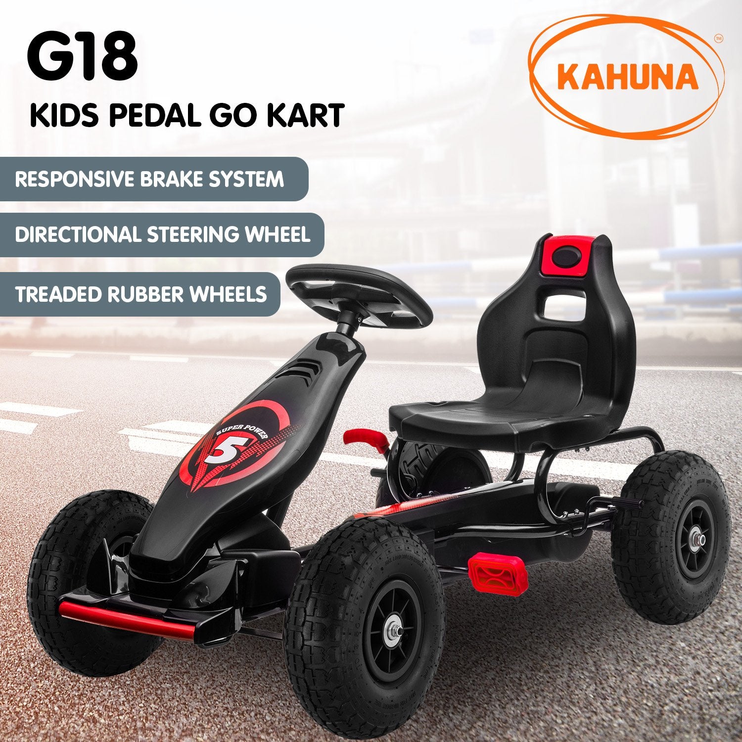 Kahuna G18 Kids Ride On Pedal Go Kart - Red