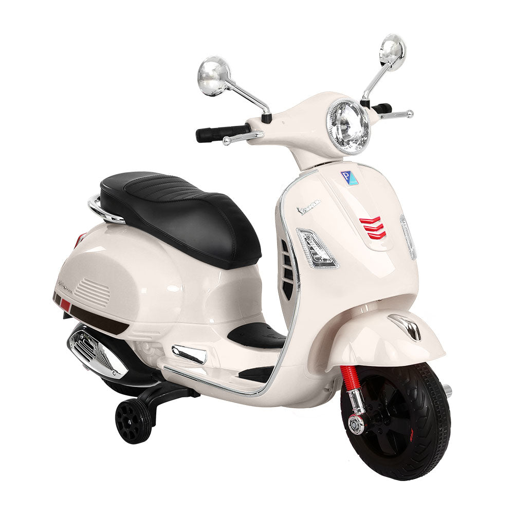 Vespa Licensed GTS Electric Ride On Motorcycle - White