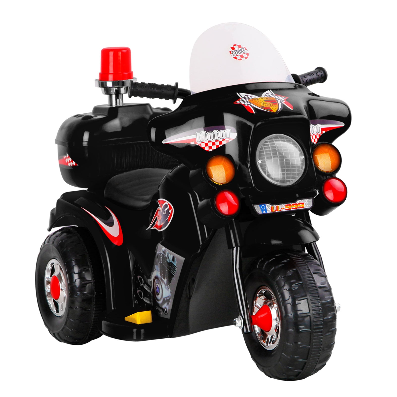 Rigo Kids Electric Ride On Police Motorcycle - Black