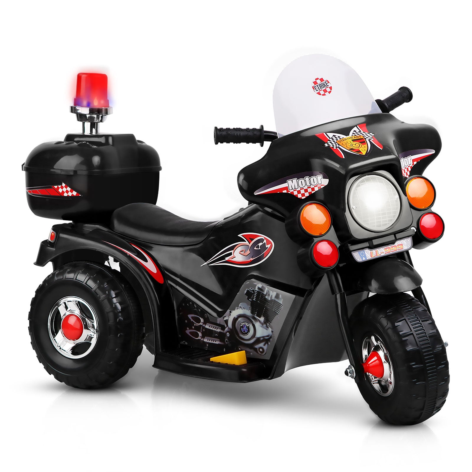 Rigo Kids Electric Ride On Police Motorcycle - Black