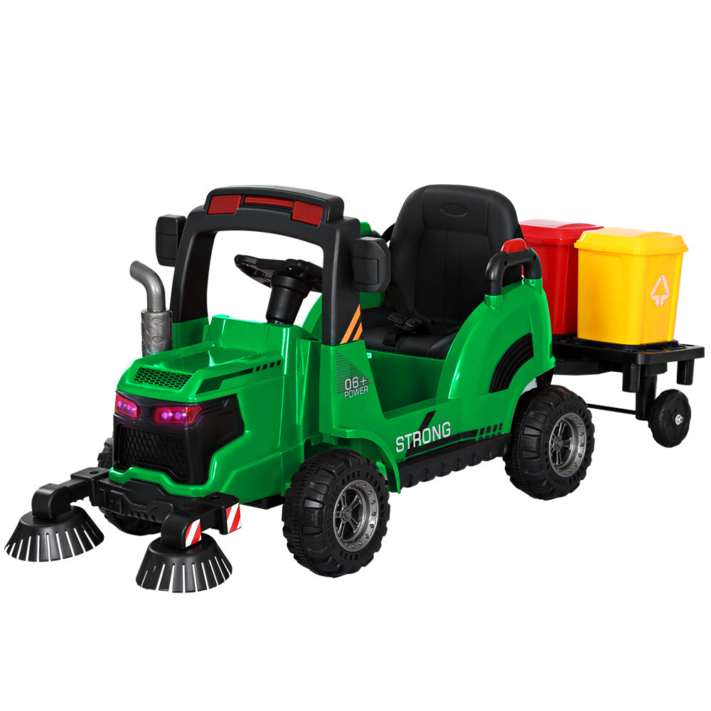 Rigo Kids Electric Ride On Street Sweeper Truck - Green