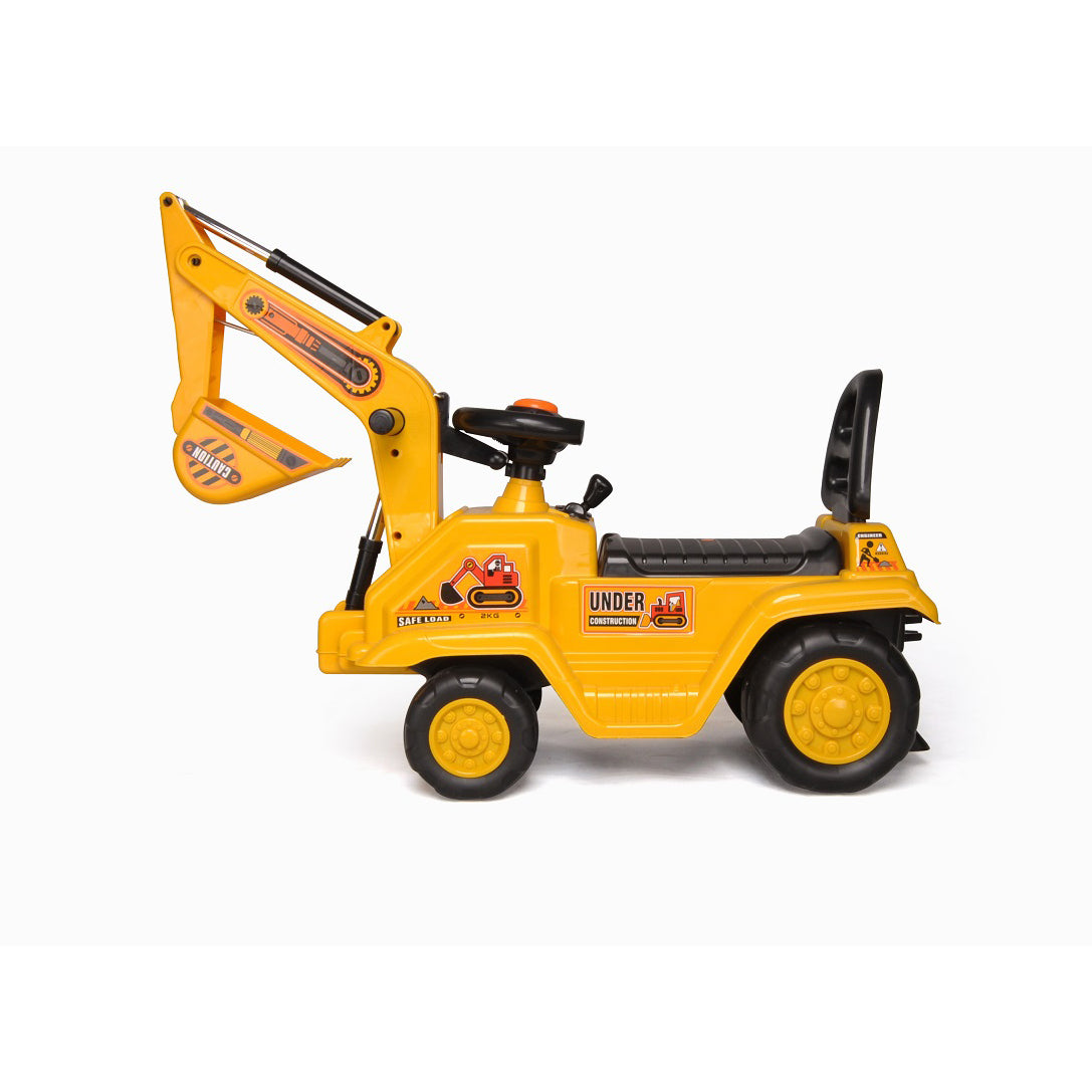 Ride-On Children's Excavator with Manual Scooping Action - Yellow