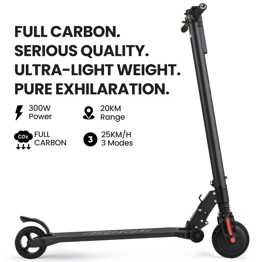 Electric Scooter- ALPHA Carbon Gen III Ultra-light 300W - Black/Red