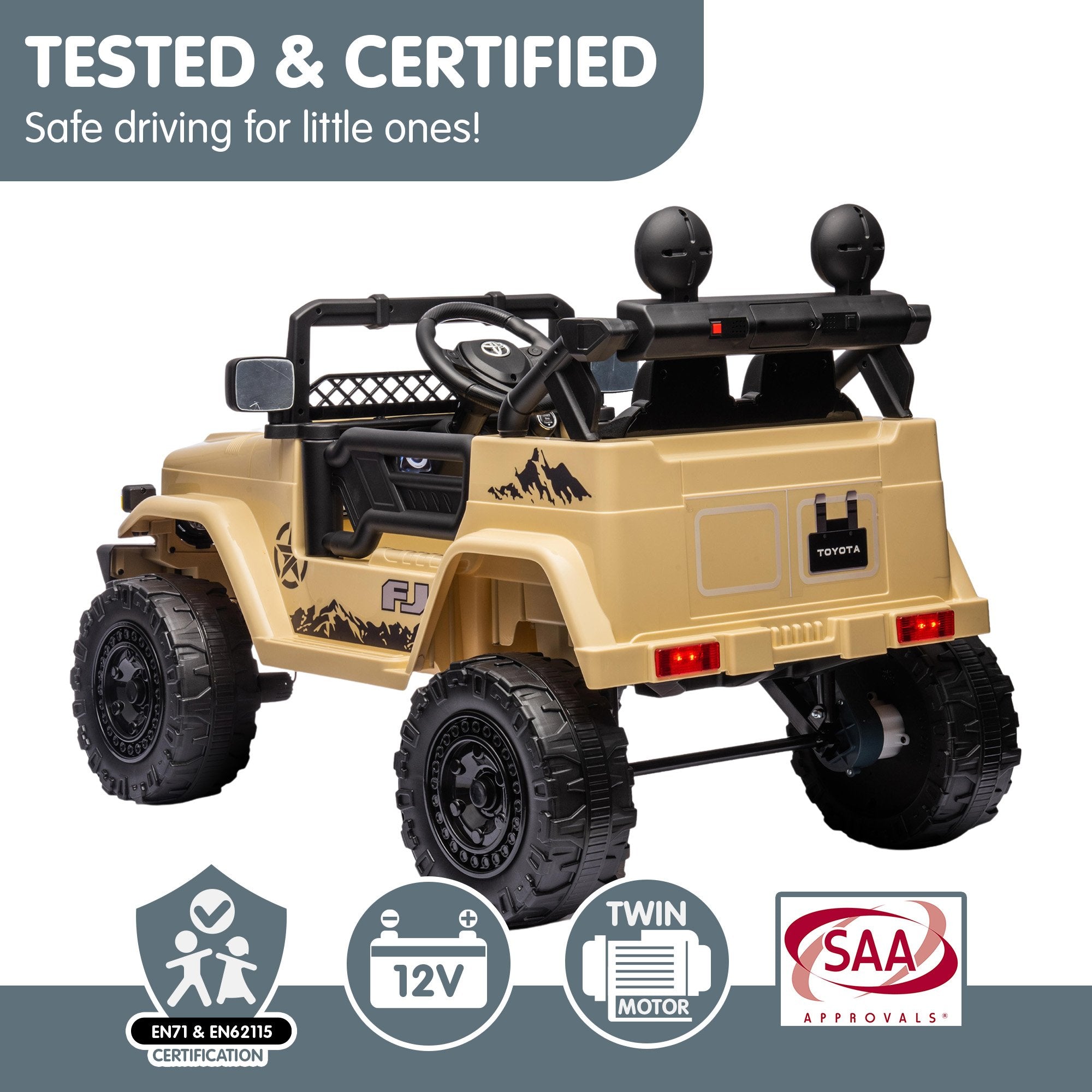 Kahuna Toyota Fj Cruiser Kids Electric Ride On Car - Khaki
